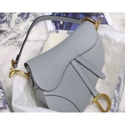 Dior Saddle Bag In Grey Grained Calfskin 002