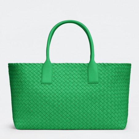 Bottega Veneta Cabat Medium Bag In Green Intrecciato Lambskin 810