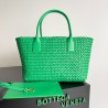 Bottega Veneta Cabat Medium Bag In Green Intrecciato Lambskin 810