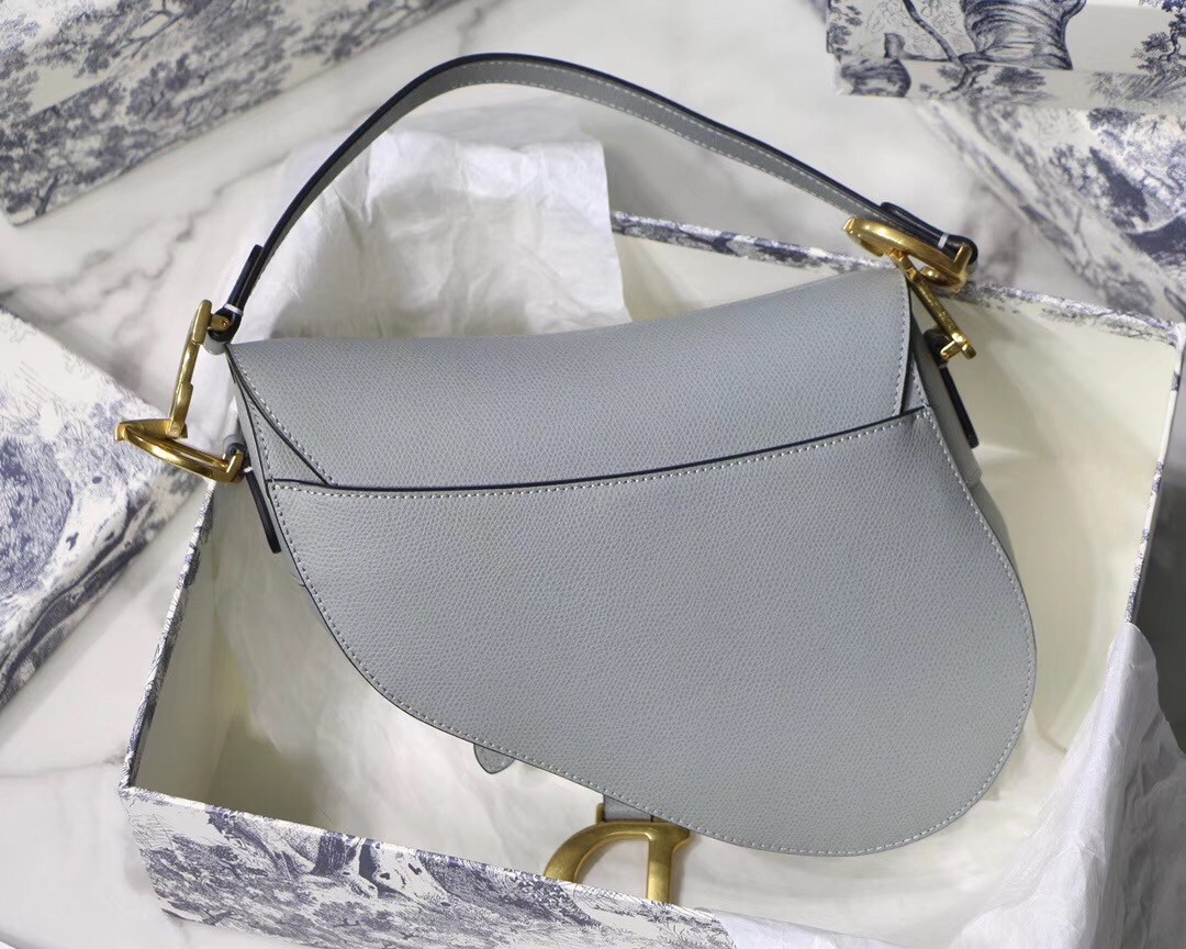 Dior Saddle Bag In Grey Grained Calfskin 002