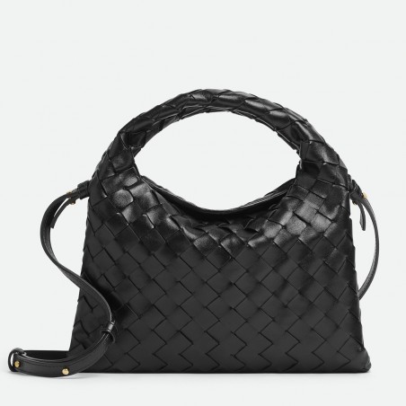 Bottega Veneta Mini Hop Bag in Black Intrecciato Calfskin 602