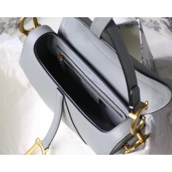 Dior Saddle Bag In Grey Grained Calfskin 002