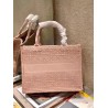 Dior Small Book Tote Bag In Pink Cannage Embroidery 890