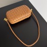 Bottega Veneta Knot Minaudiere On Strap In Camel Intreccio Lambskin 074