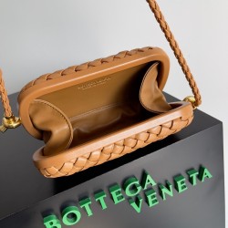 Bottega Veneta Knot Minaudiere On Strap In Camel Intreccio Lambskin 074