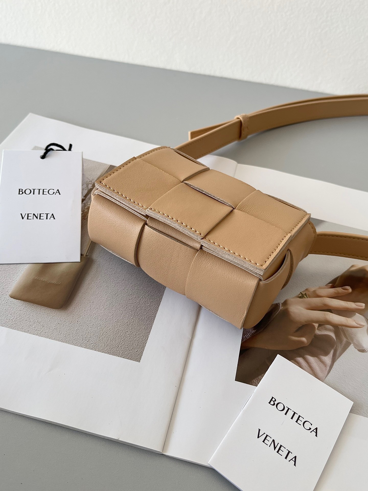 Bottega Veneta Candy Cassette Bag In Almond Lambskin 113