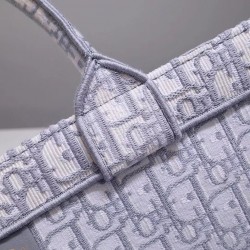 Dior Book Tote Bag In Grey Oblique Embroidery Canvas 980