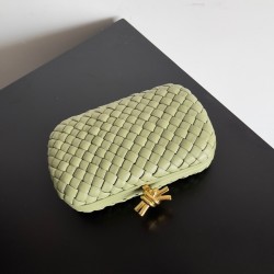 Bottega Veneta Knot Minaudiere Clutch In Travertine Intrecciato Lambskin 293