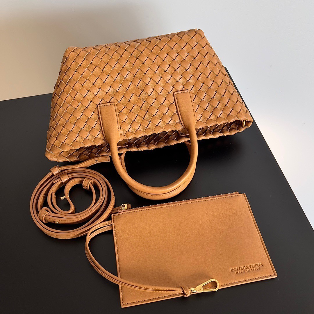 Bottega Veneta Mini Cabat Bag In Caramel Intrecciato Lambskin 436