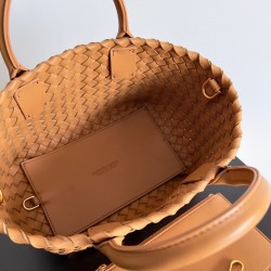 Bottega Veneta Mini Cabat Bag In Caramel Intrecciato Lambskin 436