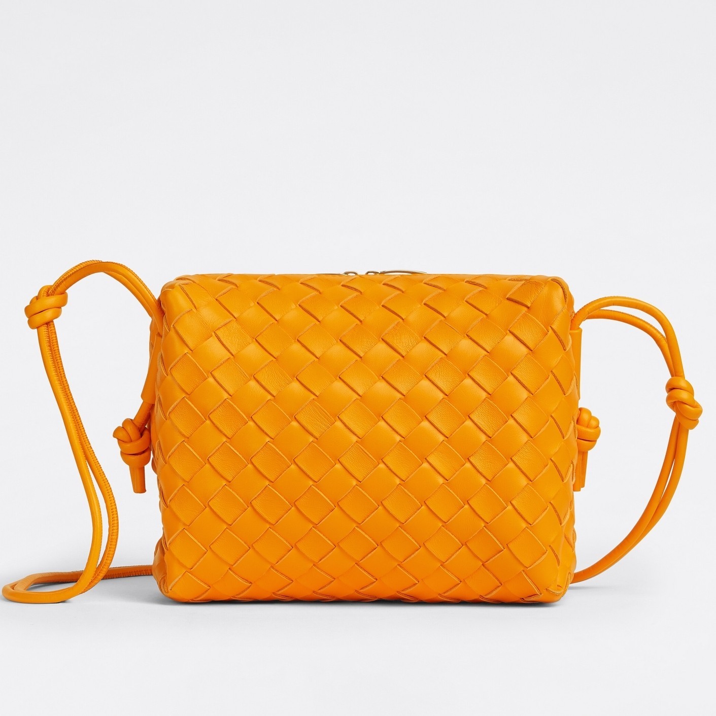 Bottega Veneta Loop Small Bag In Orange Intrecciato Lambskin 278