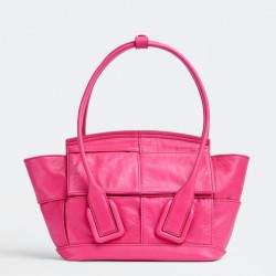 Bottega Veneta Mini Arco Bag In Pink Intrecciato Leather 523