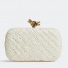 Bottega Veneta Knot Minaudiere Clutch In White Foulard Intreccio Leather 867