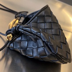 Bottega Veneta Sardine Mini Bag In Black Intrecciato Lambskin 894