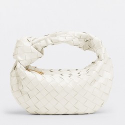 Bottega Veneta BV Jodie Mini Bag In White Intrecciato Patent Leather 641