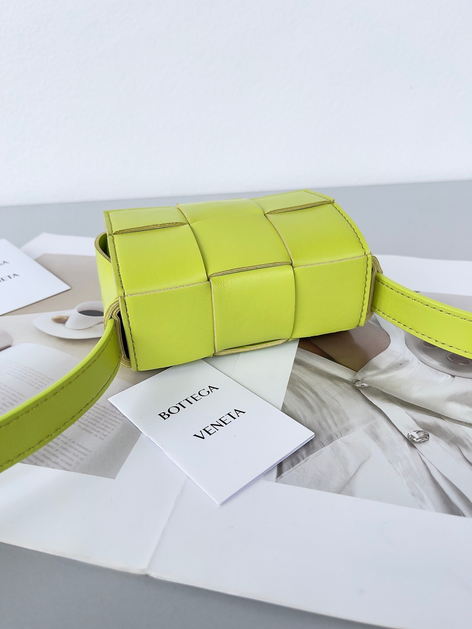 Bottega Veneta Candy Cassette Bag In Acid Kiwi Lambskin 979