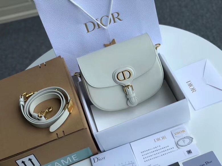 Dior Medium Bobby Bag In White Calfskin 473