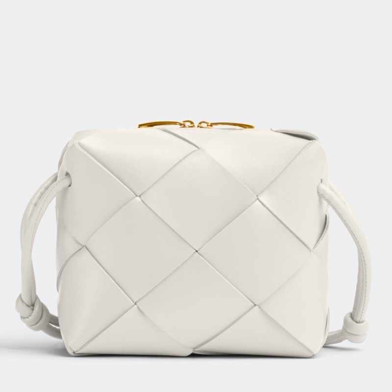 Bottega Veneta Mini Cassette Camera Bag In White Lambskin 284