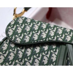 Dior Saddle Bag In Green Oblique Jacquard Canvas 140