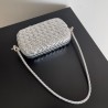 Bottega Veneta Knot Minaudiere On Strap In Silver Intreccio Laminated Leather 419