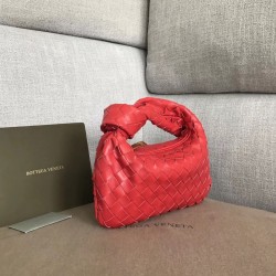 Bottega Veneta Mini BV Jodie Bag In Red Woven Leather 453