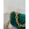 Bottega Veneta Chain Cassette Bag In Emerald Green Suede 501