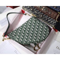 Dior Saddle Bag In Green Oblique Jacquard Canvas 140