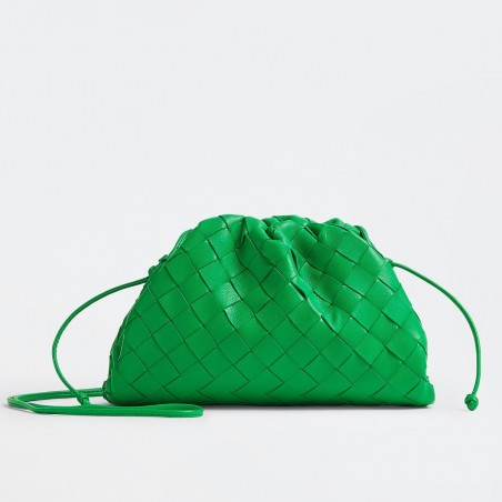 Bottega Veneta Mini Pouch In Green Intrecciato Lambskin 791