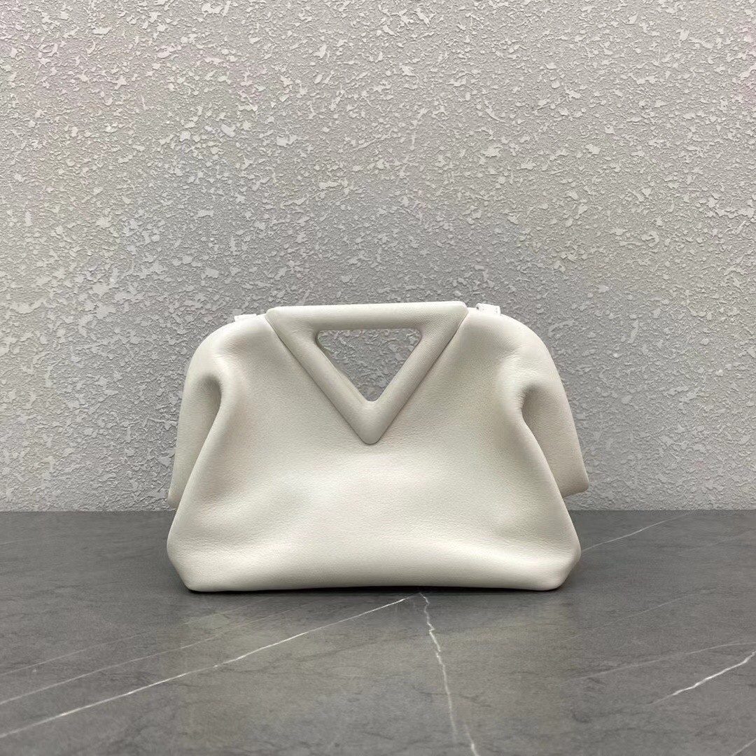 Bottega Veneta Small Point Top Handle Bag In White Leather 933