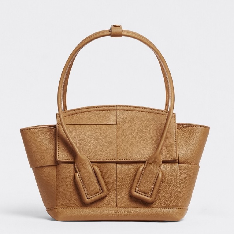 Bottega Veneta Mini Arco Bag In Caramel Intrecciato Leather 349