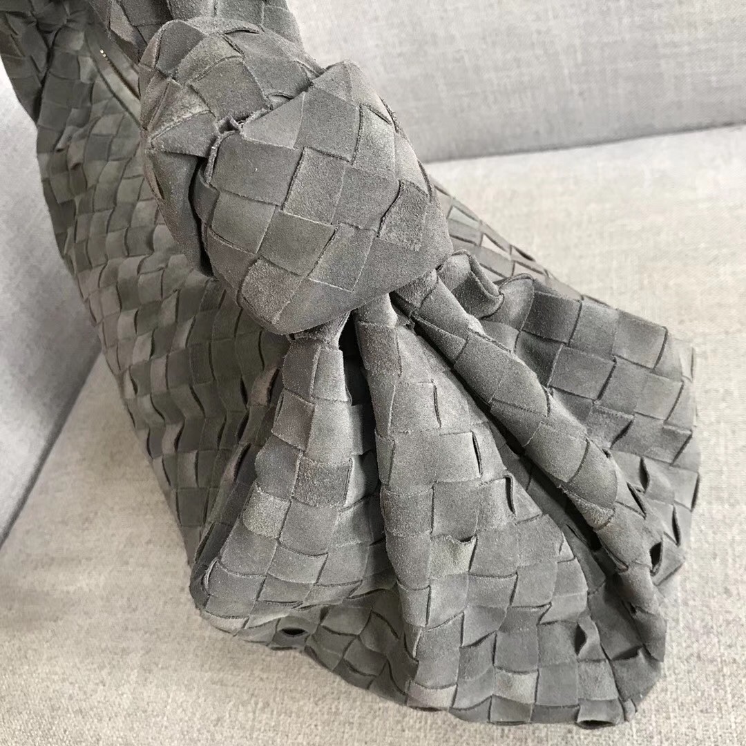 Bottega Veneta Large BV Jodie Bag In Grey Woven Suede 381