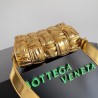 Bottega Veneta Small Cassette Bag In Gold Metallic Lambskin 418