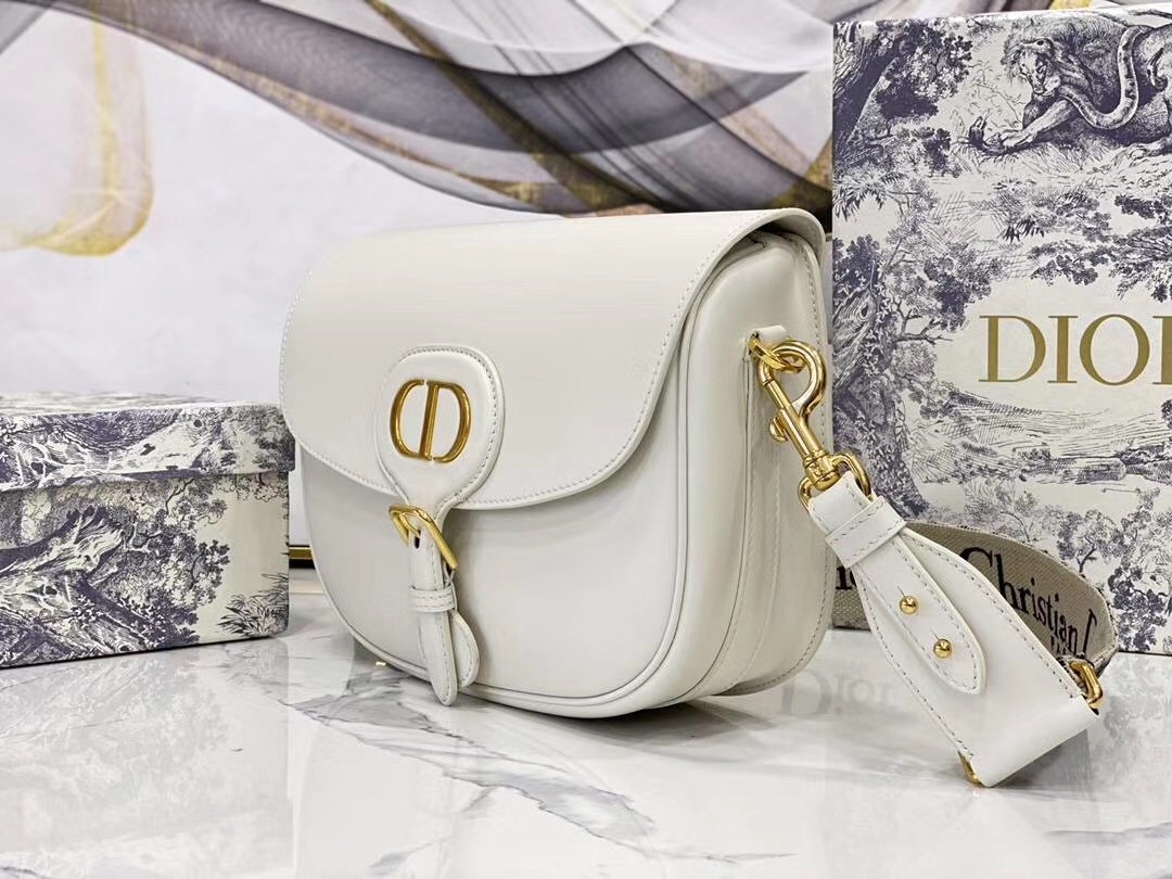 Dior Large Bobby Bag In White Calfskin 689