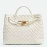 Bottega Veneta Medium Andiamo Bag In White Intrecciato Lambskin 752