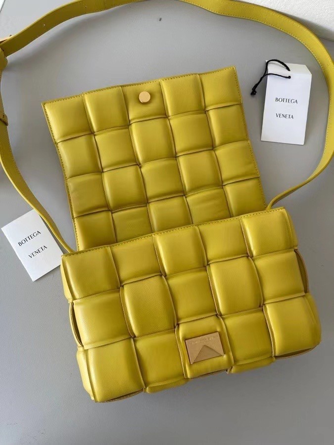 Bottega Veneta Padded Cassette Bag In Yellow Lambskin 459