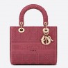 Dior Medium Lady D-Lite Bag In Mallow Rose Cannage Canvas 953