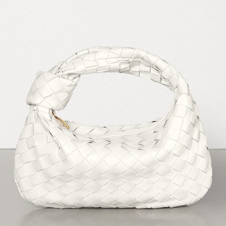 Bottega Veneta Mini BV Jodie Bag In White Woven Leather 412