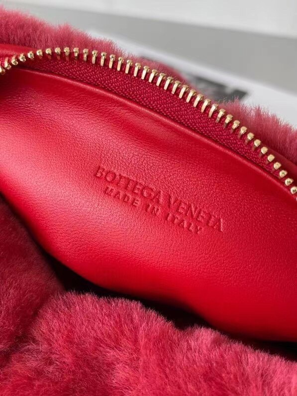 Bottega Veneta Mini BV Jodie Bag In Red Shearling 443