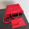 Bottega Veneta Mini Cabat Bag In Red Intrecciato Lambskin 851