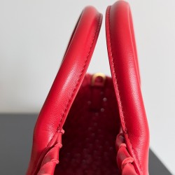 Bottega Veneta Mini Cabat Bag In Red Intrecciato Lambskin 851