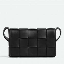 Bottega Veneta Small Cassette Bag In Black Intrecciato Lambskin 979