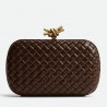 Bottega Veneta Knot Minaudiere Clutch In Bordeaux Intrecciato Lambskin 389