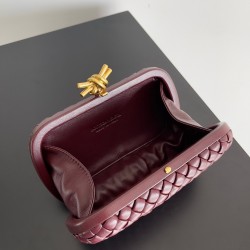 Bottega Veneta Knot Minaudiere Clutch In Bordeaux Intrecciato Lambskin 389