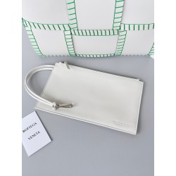 Bottega Veneta White Arco Small Tote with Green Overlock Stitching 790