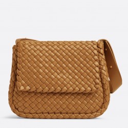 Bottega Veneta Cobble Small Bag in Caramel Intrecciato Leather 865