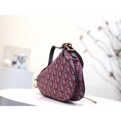 Dior Saddle Bag In Bordeaux Oblique Jacquard Canvas 164