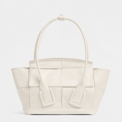 Bottega Veneta Mini Arco Bag In White Intrecciato Leather 901