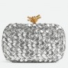 Bottega Veneta Knot Minaudiere Clutch in Silver Sequins Laminated Leather 966