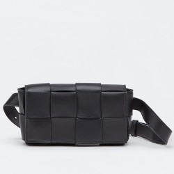 Bottega Veneta Cassette Belt Bag In Black Intrecciato Leather 034