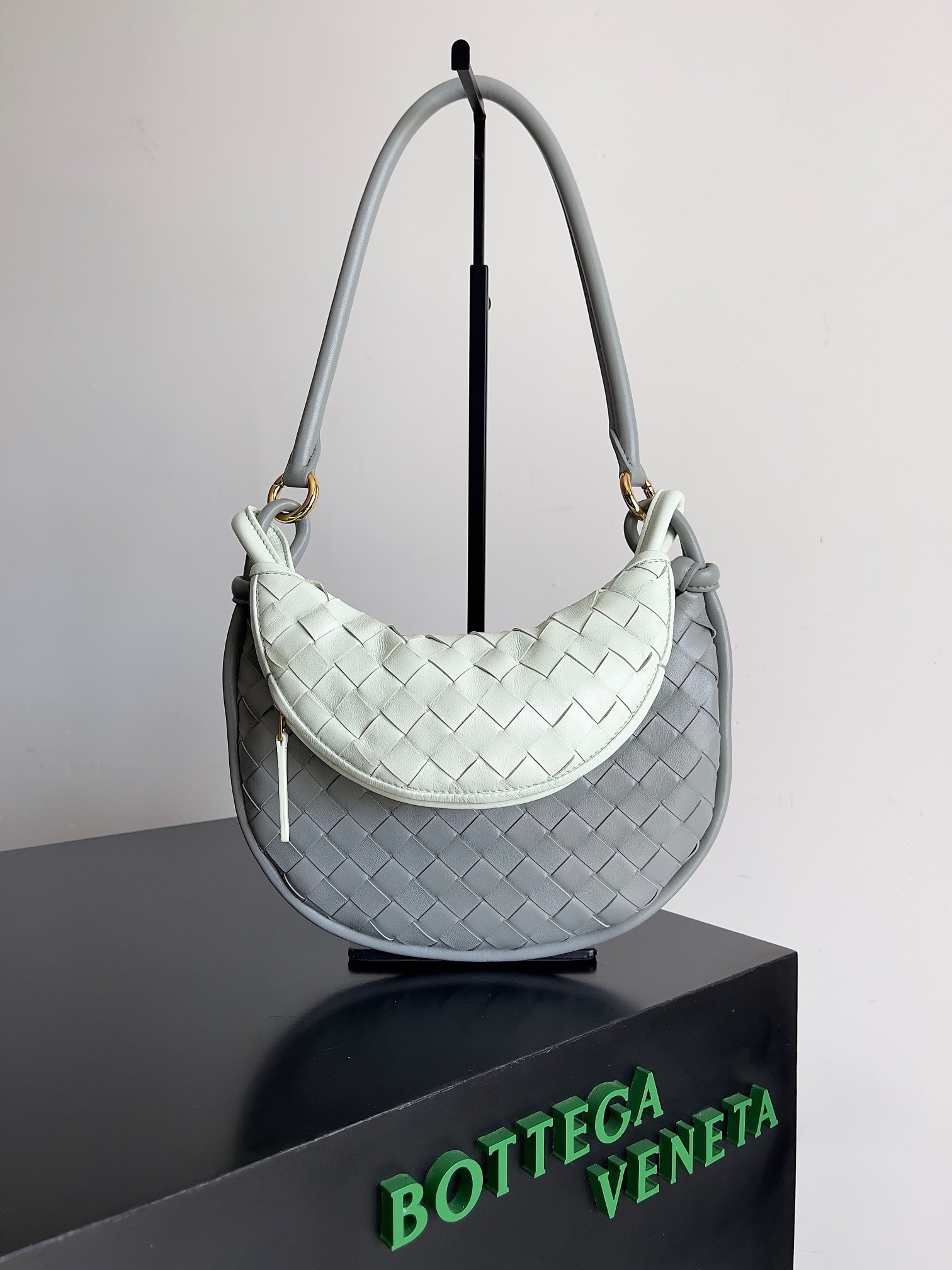 Bottega Veneta Gemelli Small Bag in Grey/Glacier Intrecciato Lambskin 394